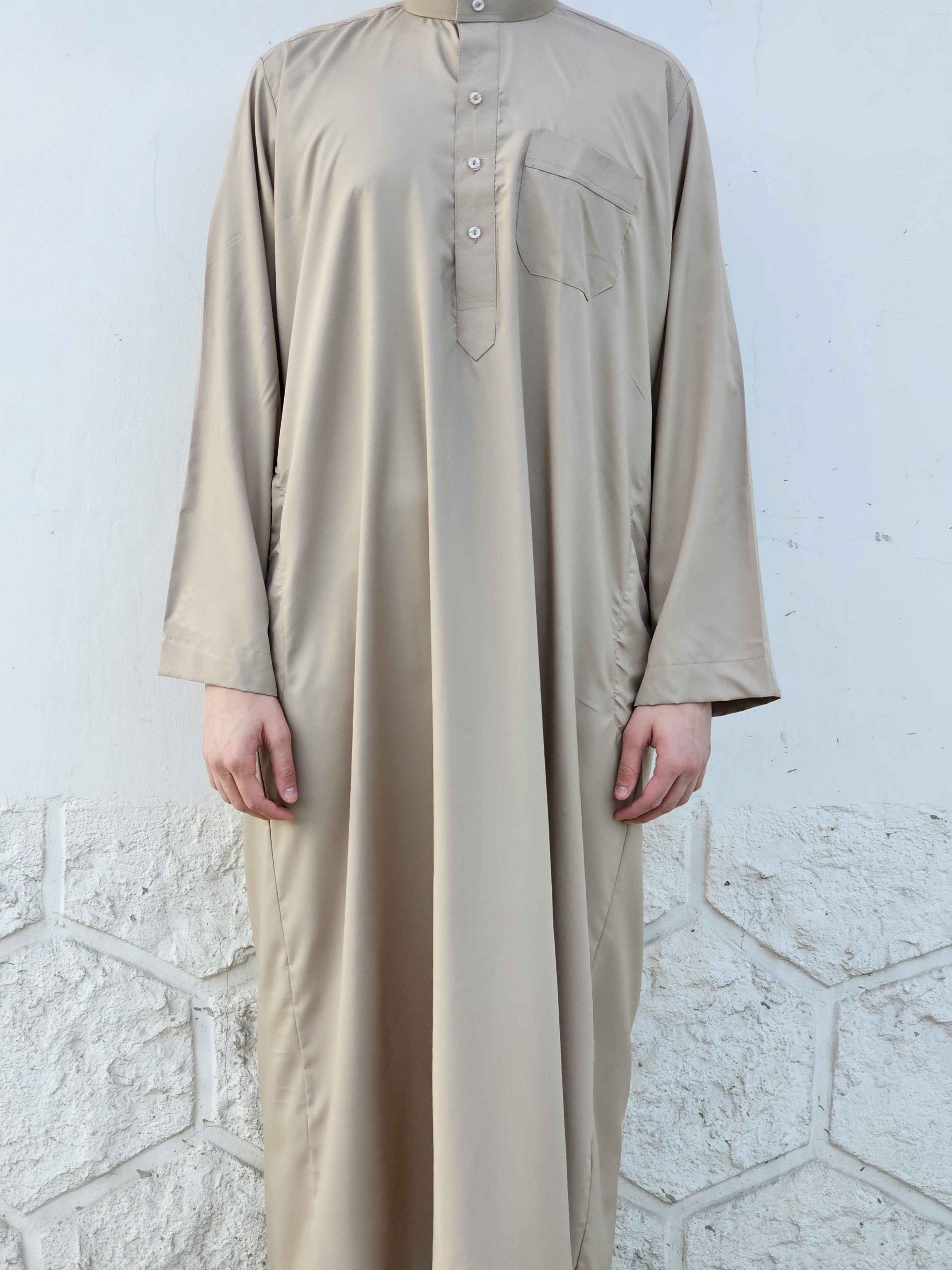 Qamis homme saoudien blanc gris taupe – Mirajj